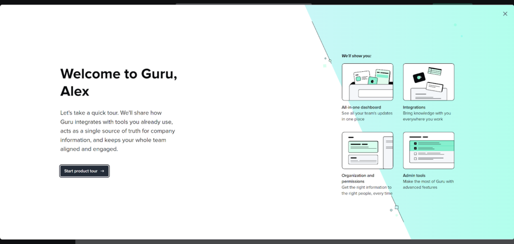 Welcome to Guru screen